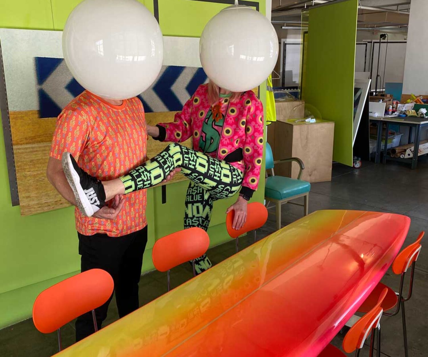 kHyal and Karl. Photo by April Greiman at her studio in Los Angeles.